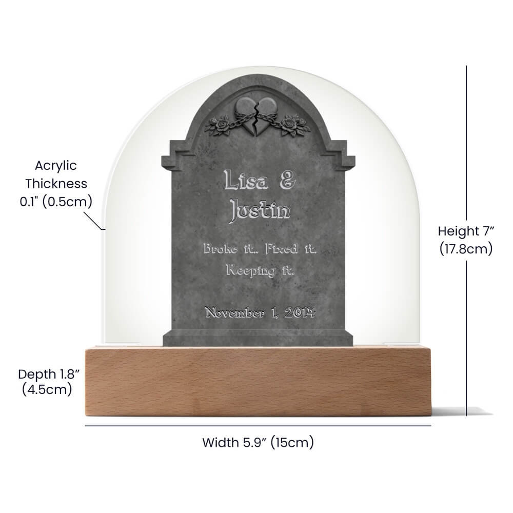 Chained Heart Gravestone - LED acrylic plaque