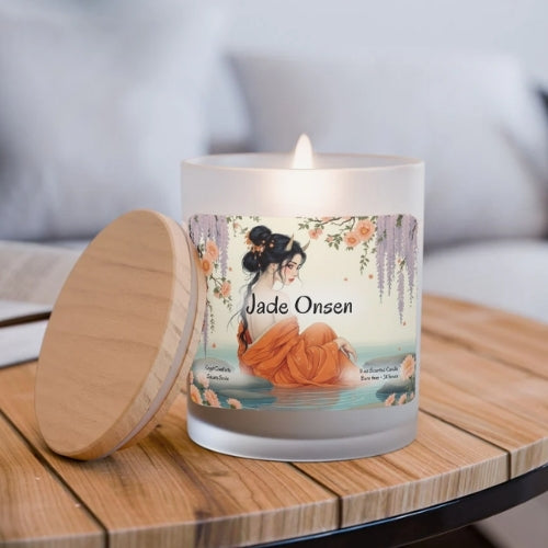 Jade Onsen - Candle Frosted Glass (Hand Poured 11 oz)