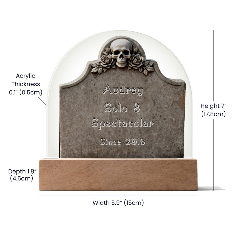 Skull & Roses Gravestone - LED acrylic plaque