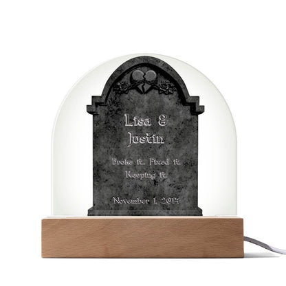 Chained Heart Gravestone - LED acrylic plaque