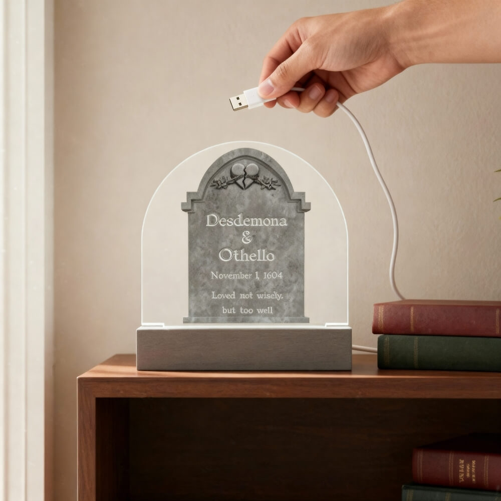 Chained Heart Gravestone - LED acrylic plaque