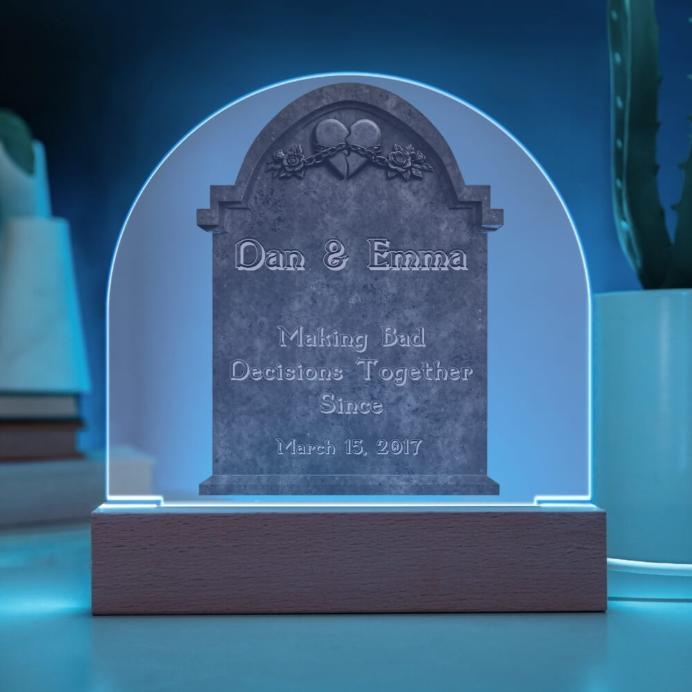 Chained Heart Gravestone - LED acrylic plaque