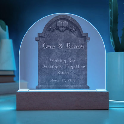 Chained Heart Gravestone - LED acrylic plaque