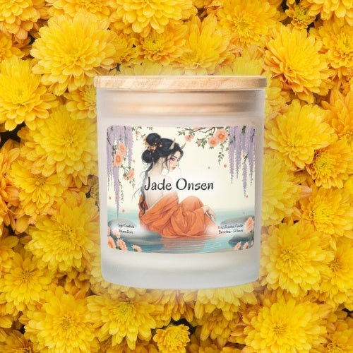 Jade Onsen - Candle Frosted Glass (Hand Poured 11 oz)