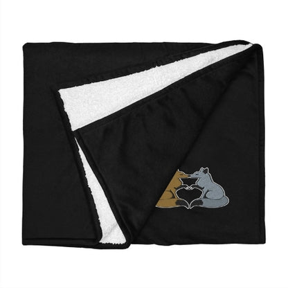 Kissing Kitsune - Embroidered Sherpa Throw Blanket