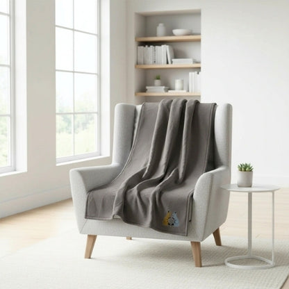 Kissing Kitsune - Embroidered Sherpa Throw Blanket