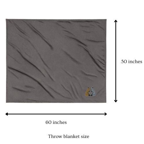 Kissing Kitsune - Embroidered Sherpa Throw Blanket