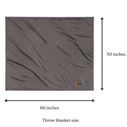 Kissing Kitsune - Embroidered Sherpa Throw Blanket