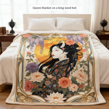 The Lady Oni - sherpa fleece blanket