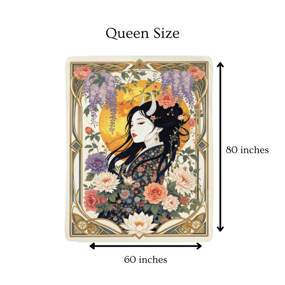 The Lady Oni - sherpa fleece blanket