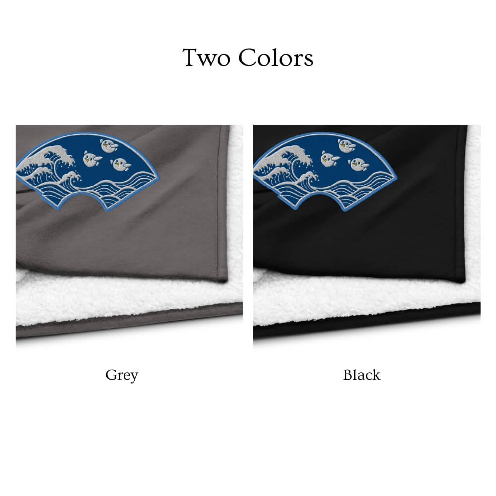 Wave Birds Fan - embroidered sherpa blanket