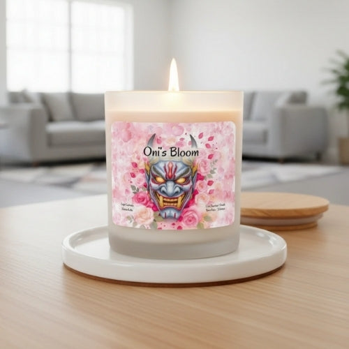 Oni's Bloom Candle Frosted Glass (Hand Poured 11 oz)
