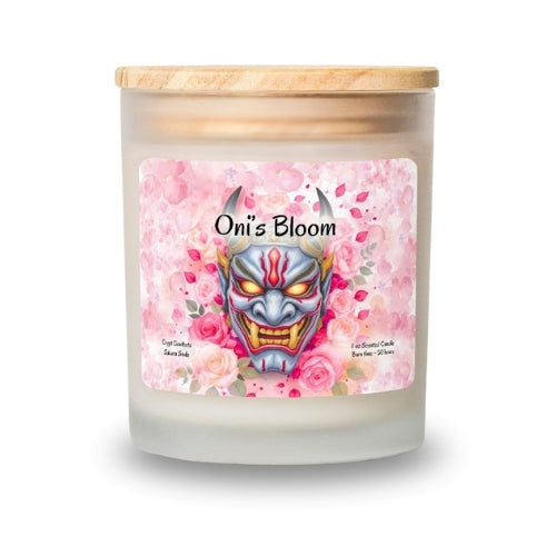 Oni's Bloom Candle Frosted Glass (Hand Poured 11 oz)