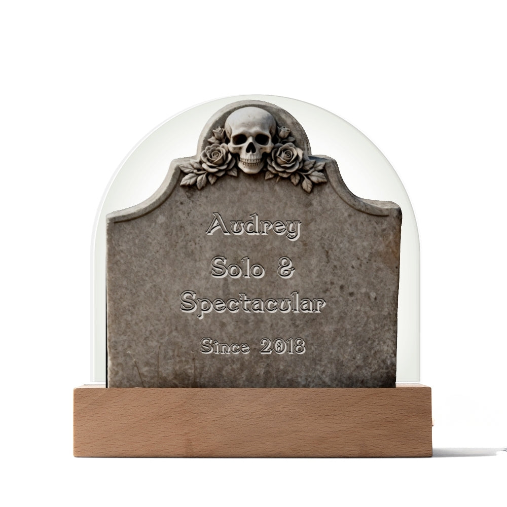 Skull & Roses Gravestone - LED acrylic plaque