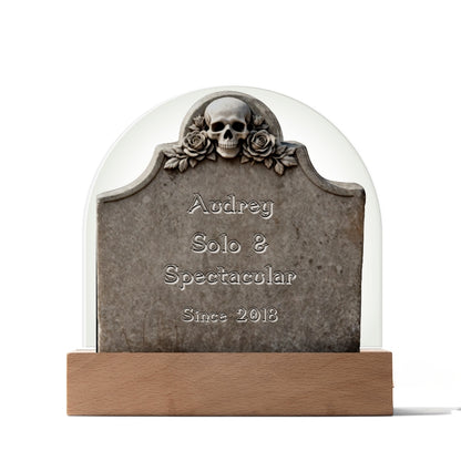 Skull & Roses Gravestone - LED acrylic plaque
