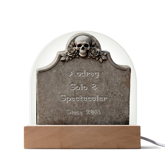 Skull & Roses Gravestone - LED acrylic plaque