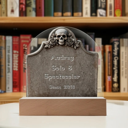 Skull & Roses Gravestone - LED acrylic plaque