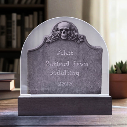 Skull & Roses Gravestone - LED acrylic plaque
