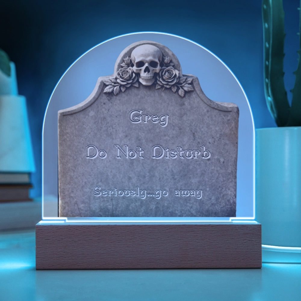 Skull & Roses Gravestone - LED acrylic plaque