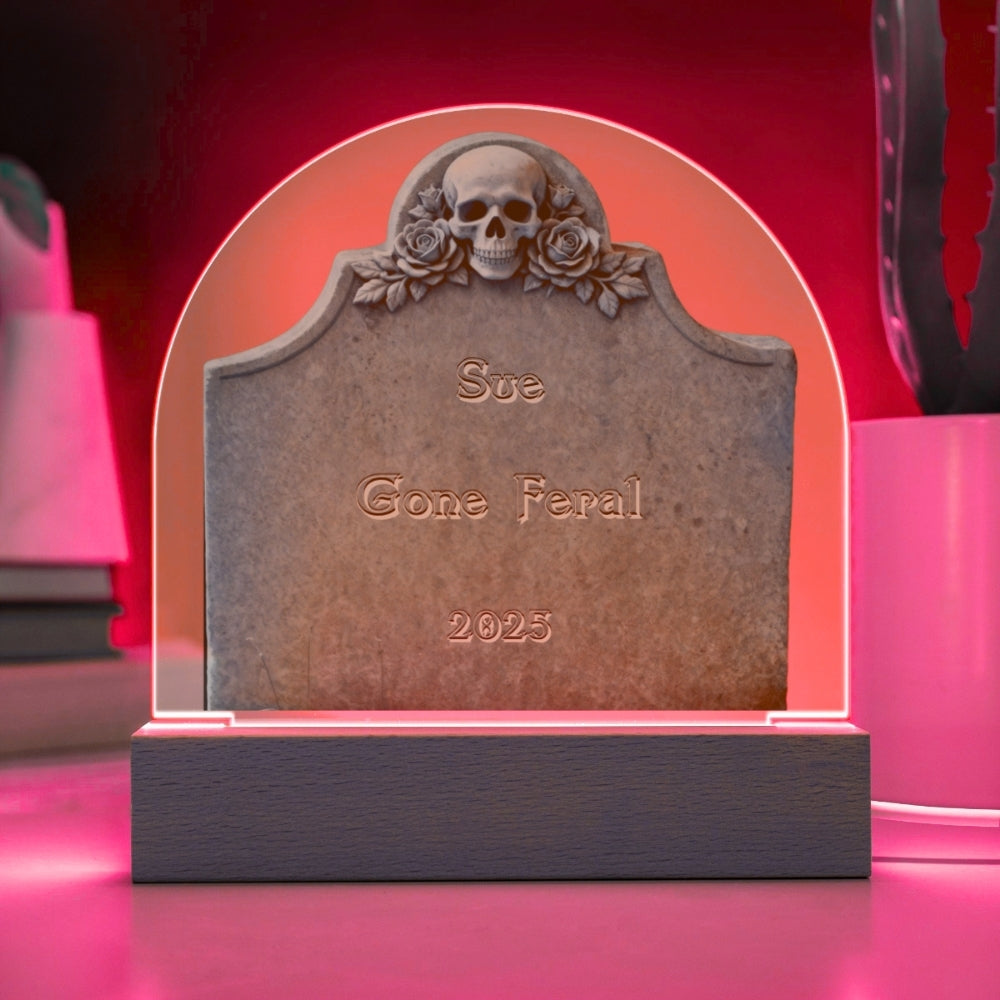Skull & Roses Gravestone - LED acrylic plaque