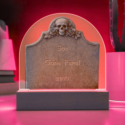 Skull & Roses Gravestone - LED acrylic plaque