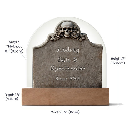 Skull & Roses Gravestone - LED acrylic plaque