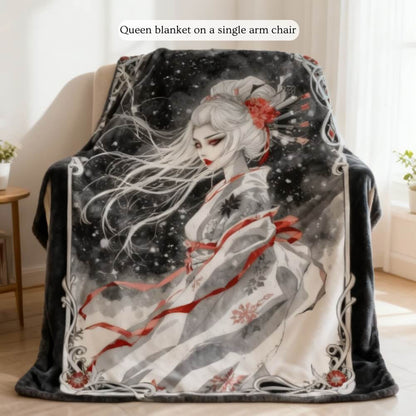 The Snow Lady - sherpa fleece blanket