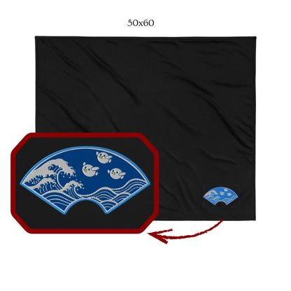 Wave Birds Fan - embroidered sherpa blanket